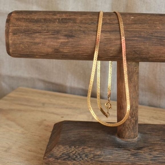 Vintage Gold Plated 3mm Herringbone Chain 18" - Picture 3 of 3